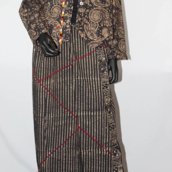 Vintage India Import Hand Block Print Straight Skirt, M - Picture 1 of 3